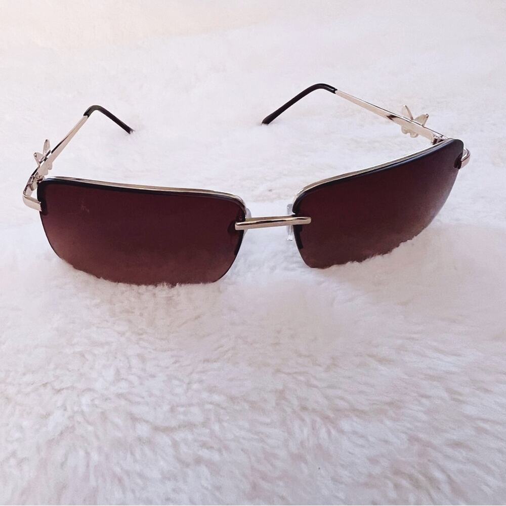 Delia Brown Rimless Butterfly Accent Sunglasses - Picture 5 of 10